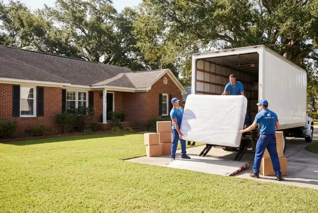 Best moving companies in South Carolina — licensed carrier crew loading a residential home