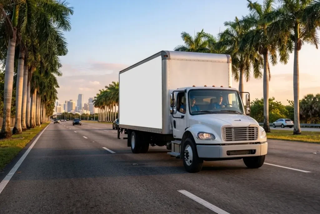 Moving Hub truck on I-4 heading south for an Orlando to Miami move