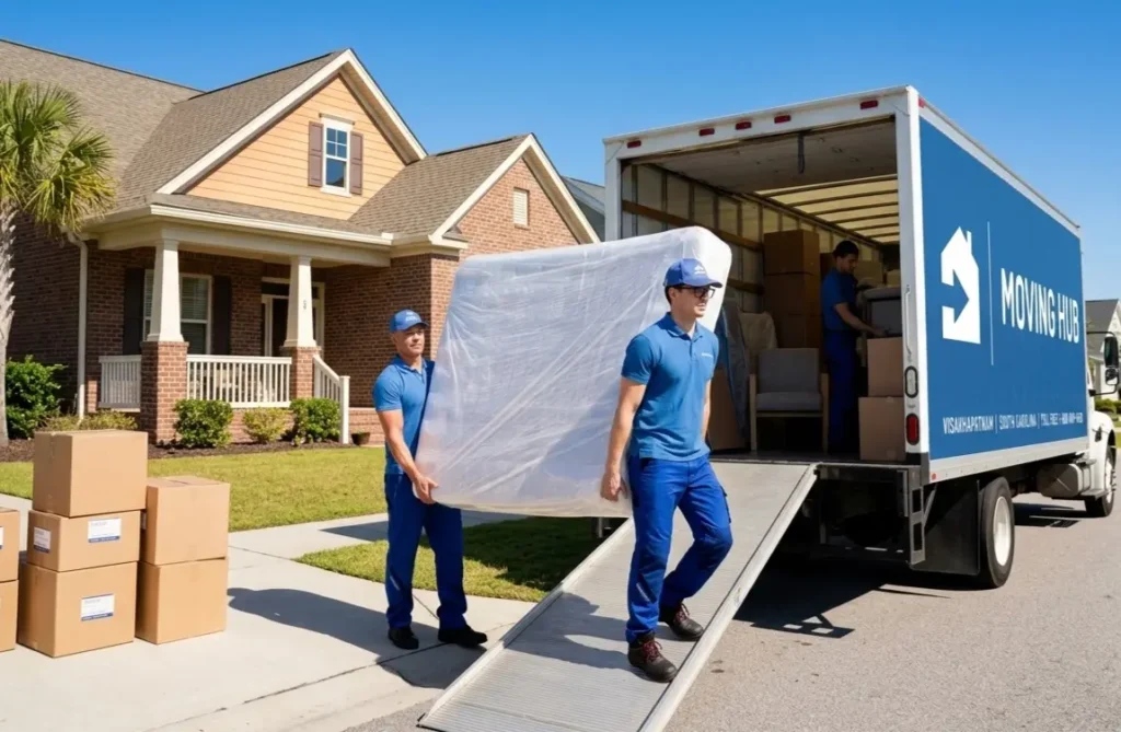 Best long distance moving company Greer SC, Moving Hub crew loading truck for interstate move